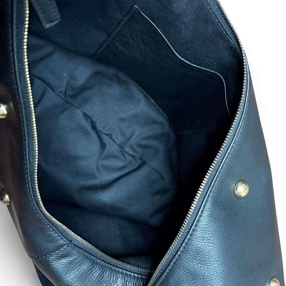 Madewell Women Large Purse Essential Curve Black Leather Studded Shoulder Hobo - Picture 7 of 8